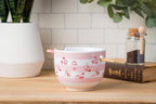 Silver Buffalo Sanrio Hello Kitty Strawberry Milk Pattern Ceramic Ramen Noodle Rice Bowl with Chopsticks, Microwave Safe, 20 Ounces