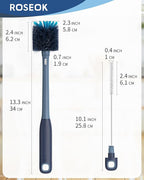 ROSEOK 2in1 Bottle Scrubbing Brush with Straw Brush has Long and Comfortable Handle, Cleaning Glass, Sports Bottle, Coffee Mug,1 Pack, Grayish Blue