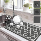Drying Mat for Kitchen Countertops, Coffee Mat Hide Stain Rubber Backed Absorbent Dish Drying Mat
