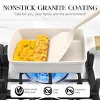 GiPP Japanese Omelette Pan, Tamagoyaki Egg Pan, Nonstick Egg Frying Pan, Rectangle Granite Cookware, PFOS & PFOA Free, White