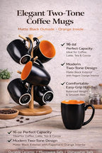 GBhome 16oz Coffee Mugs Set of 6, Large Ceramic Coffee Mugs for Man, Woman, Dad, Mom, Modern Coffee Mugs Set with handle for Tea/Latte/Cappuccino/Milk/Cocoa. Dishwasher&Microwave Safe,Orange