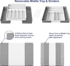 Simple Houseware Expandable Kitchen Drawer Flatware Organizer, Gray/White