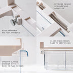 BINO | Pull-out Fridge Organizer | THE HANGER COLLECTION | Fridge Drawer Organizer with 2 Dividers | Clear Pantry Drawer Organizers | Shelf Holder Storage Drawers for Fruits, Veggies & Drinks