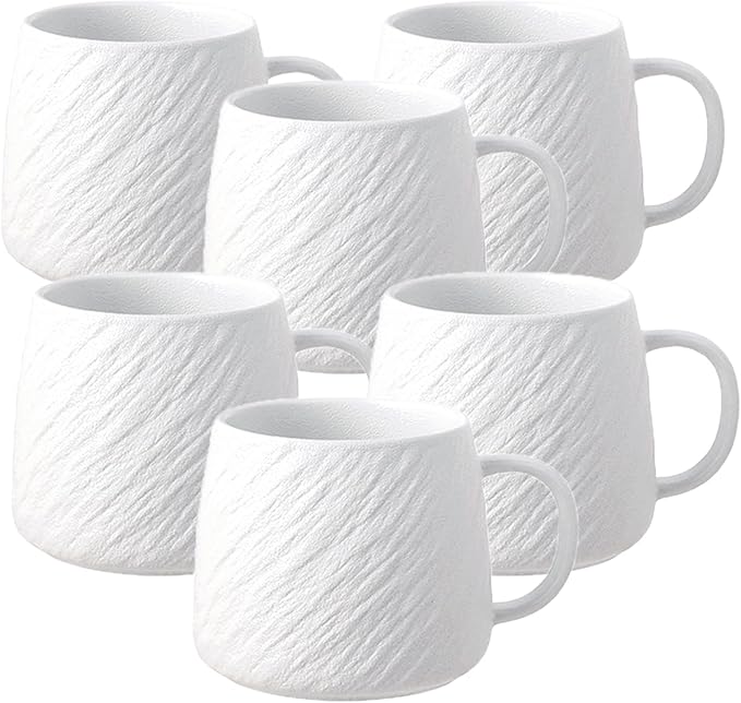 Ceramic Rock-Textured Coffee Mugs Gift Set, 17 oz Mug Set of 6, Large Capacity Coffee Cup Set Tea Cup tazas para café Big Stoneware Mug for Latte, Hot Chocolate, Cocoa, Cappuccino