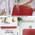 ZLR Large Silicone Dish Drying Mat (16" x 18") - XL Heavy Duty Drainboard Mat for Pots, Pans & Family Loads - Heat Resistant Trivet & Counter Protector, Easy Clean (Lava Red)