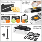HomeHacks Vegetable Chopper Vegetable Cutter, 12 in 1 Kitchen Gadget, Dicer, Slicer, Onion Cutter, Salad, Cheese Grater & Egg Separator - Multi-Functional Veggie Chopper Lid with Handle (White)