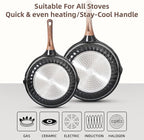 Vinchef Non Stick Frying Pans Set,10" & 12" Ceramic Pan with Lid, Deep Frying Pan & Saute Skillet, PFAS PFOA & PTFE Free, Visual Heat Indicator, Induction Ready, Frying Pans Nonstick Skillet with Lid