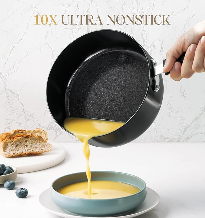 MICHELANGELO Nonstick Saucepan with Lid, Ceramic Sauce Pan Sets, Easy to Clean Sauce Pans, Multi-Purpose Cooking Pots, 3QT, Silver