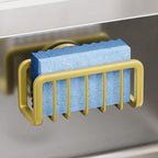 TAILI Sponge Holder for Kitchen Sink with Strong Suction Cup, Rustproof Aluminum Sink Caddy for Sponges, Removable Sponge Holder, Dish Brush for Scraper - Gold