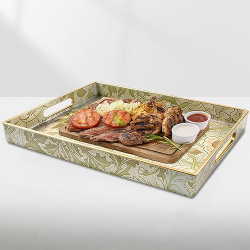 AGIOTA Coffee Table Trays for Living Room Serving Tray with Handles, Modern Large Tray for Ottoman Coffee Table