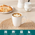 vancasso White Ceramic Coffee Mug Set of 6, 12 Oz Tea Cups with Handle for Latte, Tea, Cappuccino, Milk, Cocoa, Microwave&Dishwasher Safe