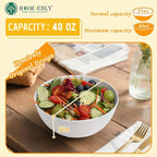 Homienly Wheat Straw Bowls with Unique Texture Design, 40 OZ Salad Bowls for Kitchen, Camping, Unbreakable Microwave and Dishwaher Safe Bowl Set, Stackable Cereal Bowl for Serving, Ramen-White