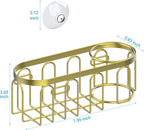 Yazoni 2-in-1 Sponge Holder for Kitchen Sink, Sink Caddy Kitchen Sink Organizer with 3 Suction Cups, No Drill Rustproof Sink Sponge Holder for Dish Brush, Soap & Sponge (Gold)