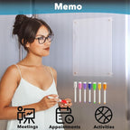 Acrylic Magnetic Dry Erase Board for Fridge, Clear Whiteboard for Refrigerator, Notepad Memo to Do/Grocery List White Board, w/ 8 Colors Markers, 12"x9"