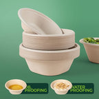 Heavy Duty 48 OZ [50 Pack] Disposable Bowls - 100% Sugarcane Fiber, Microwave Safe - Large Compostable Paper Bowls for Soup, Salad, Ramen, Popcorn