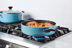 Farberware Dishwasher Safe Nonstick Jumbo Cooker/Saute Pan with Helper Handle -Aluminum, 6 Quart, Blue