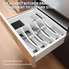 53PCS Silverware Set for 8 with Flatware Drawer Organizer, Stainless Steel Cutlery Set with Steak Knives, Include Spoons and Forks Set & Serving Utensils, Dishwasher Safe, Heavy Duty, Silver