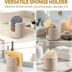 Marble Sponge Holder for Kitchen Sink - Heavy-Duty Real Travertine Stone Sink Caddy Organizer for Countertop, Rust Proof&Water Soap Dish Tray, Luxury Modern Farmhouse Kitchen Decor Accessories