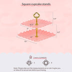 Pack of 10 NWK Cake Stand Set, with 3 x Two-Tier and 3 x Three-Tier Cupcake Stands, 4 x Appetizer Trays, 1 x Tablecloth for Birthday Bridal Baby Shower Party (Pink)