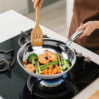 Stainless Steel Pan 8 Inch，Non-Toxic PFAS, PFOA & PTFE Free, Compatible With All Cooktops & Induction Safe, Oven Safe Pan for Searing & Sautéing, Long Lasting Cookware. (8 Inch)