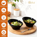 Goodluck 5 Pack Black Plastic Serving Bowls for Party - 20 OZ Angled Disposable Serving Bowls for Wedding Party Chip, Candy, Salad & Fruit