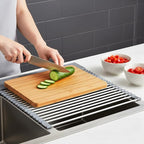 Roll Up Dish Drying Rack Over Sink, 17.5" x 15.2" Foldable SUS304 Stainless Steel Kitchen Dish Drainer, Heat-Resistant Multipurpose Rolling Sink Rack Organizer,Grey