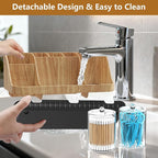 GFWARE Bathroom Toothbrush Holder Set with 2 Pack Qtip Holder Dispenser - 7 Slots Kids Bathroom Accessory Sets with Drainage, Q Tip Holder for Bathroom Sink Counter Accessories Set