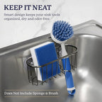 Farberware Sponge Holder for Kitchen Sink—Brushed Metal Sink Caddy Organizer with Triple Suction Cups, Kitchen Organizer for Sponges, Brushes, Soap & Cleaning Essentials