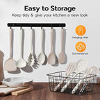 Onader Kitchen Cooking Utensils Set, 10 Pcs Silicone Non Toxic Cooking Utensils Set, Heat Resistant & Nonstick Cookware Friendly - 2 Mixed Color (Khaki & White)