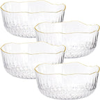Frcctre 4 Pack 70 Ounce Small Clear Plastic Serving Bowls, 8 Inch Round Crystal Salad Mixing Bowl Disposable Plastic Catering Bowls for Party, Salad, Fruit, Snack, Chip, Popcorn
