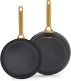 GreenPan Nonstick Reserve Pro 10” & 12” Frying Pan Set, NSF Certified Ceramic, Hard Anodized PFAS-Free Skillets, Stainless Steel Handles, Oven & Dishwasher Safe, Black