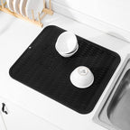 MicoYang Silicone Dish Drying Mat for Multiple Usage,Easy clean,Eco-friendly,Heat-resistant Silicone Mat for Kitchen Counter or Sink,Refrigerator or Drawer Liner Black 2XL 24 inches x 18 inches