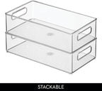 iDesign Stackable Fridge Bin - Storage Bin for Freezer or Pantry, Set of 2, Clear, Made in USA