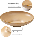 Ceramic Serving Bowls with Wooden Spoons Set of 2, Large Serving Bowl for Dinner Salad Soup Pasta Dessert Fish Fruit Chicken Bread, Oven Dishwasher Safe, 50oz Bowl for Entertaining, 9.75"
