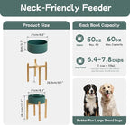 Havniva Ceramic Raised Dog Bowl Set, Elevated Dog Bowl with Stand, Food and Water Bowl for Large Breed Dogs, Weighted Pet Dishes(8.2'',60oz, Green)