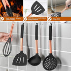 Silicone Cooking Utensil Set, Umite Chef Kitchen Utensils 15pcs Cooking Utensils Set Non-stick Silicone Rose Gold Handle Cooking Tools Whisk Kitchen Tools Set - Balck