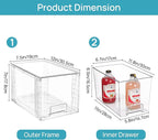 Vtopmart 2Pack Large Stackable Kitchen Pantry Storage Drawers, Clear Organizer Bins with Handles, Acrylic Drawer Organizers for Kitchen Pantry, Bathroom Undersink, Cabinet Organization and Storage