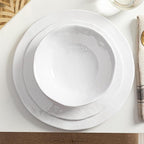LEHAHA Basic White Melamine Dinnerware Sets, 18 Piece melamine dishes set, Service for 6, Plates and Bowls Sets Great for Indoor and Outdoor Use, Dishwasher safe…