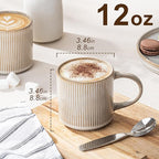 Coffee Mug Set for 4-12oz Ceramic Mugs for Coffee, Tea, Cocoa, Milk, Microwave & Dishwasher Safe, Stoneware Drinkware Set, Beige