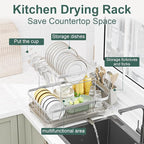 LIYI Dish Drying Rack,Large Dish Rack for Kitchen Counter,2-Tier Dish Racks with draining Tray,Detachable Capacity Dish Drainer Organizer,Grey