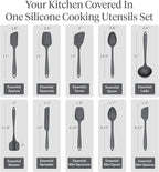 GIR: Get It Right 10-Piece Silicone Essentials Kitchen utensils set - Ladle, Spatula, Flip, Spoon & Spoonula - Non toxic cooking utensils for Nonstick Cookware, Cooking and Baking - Charcoal