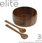 Gibson Home Laurelton 3-Piece Acacia Wood Salad Serving Bowl Set – Large 13-Inch Bowl with 2 Serving Tools