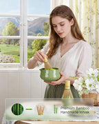 ZENS Matcha Whisk Set, 6Pcs Matcha Kit Set Includes Ceramic Bowl, Bamboo Whisk and Chasen Holder,Scoop, 304 Stainless Sifter & Tea Mat, Matcha Set for Tea Ceremony, Blue