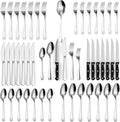 Tribal Cooking 49 Piece Silverware Set - Service for 8 - Stainless Steel Flatware serving set - Cutlery Set - Knife, Fork, and Spoon - Kitchen Utensils set - Dishwasher Safe - Stunning Polished Finish