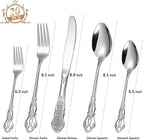 Gorgeous Retro Royal Silverware Set For 4,OIULO Stainless Steel 20-Piece Fine Vintage Flatware Set Service 4,Anti-rust Fork Spoon Knife,Antique Baroque Cutlery Utensils,Mirror Finish,Dishwasher Safe