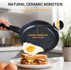 Ammeloo 21 Pcs Pots and Pans Set Non Stick, Ceramic Kitchen Cookware Set with Detachable Handle, Non Toxic Cooking Set for Kitchen, RV, Camping and Fridge, Induction Ready, Dishwasher/Oven Safe, Black