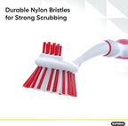 Dish Brush with Handle Vegetable Brush Double Sided Cleaning Brush Scrubber Non Scratch Scrub Brushes Kitchen Brush for Cooking, Foods- Fruits/Potatoes/Veggies, Sinks, Bath-Red, Superio