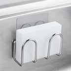 KESOL Kitchen Sponge Holder | Sink Caddy for Sponges, Scrubbers, Soap. No Drilling, Adhesive, Rustproof SUS304 Stainless Steel, Compact Kitchen Sink Accessories