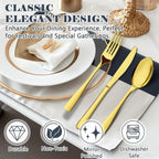 BEWOS 49-Piece Gold Silverware Set with Organizer - Stainless Steel Silverware Set for 8 with Drawer Organizer, Mirror Polished Flatware Set for Home and Restaurant, Dishwasher Safe
