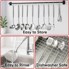 Newness 16 Pcs Cooking Utensils Set, 304 Stainless Steel Kitchen Utensils Set, Metal Kitchen Accessories, Include Soup Ladle, Slotted Skimmer Spoon, Spaghetti Spoon and Spatula, Dishwasher Safe